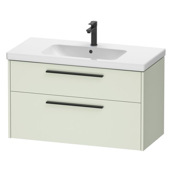 Duravit D-Code Waschtischunterbau wandh. 460x984x555mm Blassgrün Matt, 1 Auszug/Schubkasten, Griff Diamantschwarz