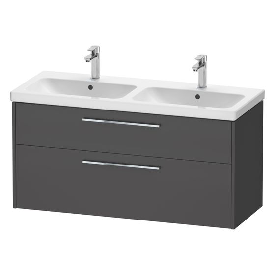 Duravit D-Code Waschtischunterbau wandh. 460x1184x555mm, Graphit Matt, 1 Auszug/Schubkasten, Griff Chrom, mit Dämpfung