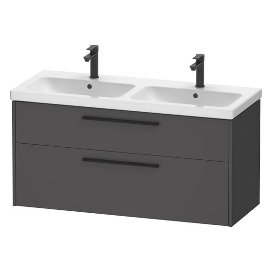 Duravit D-Code Waschtischunterbau wandh. 460x1184x555mm Graphit Matt, 1 Auszug/Schubkasten, Griff Diamantschwarz