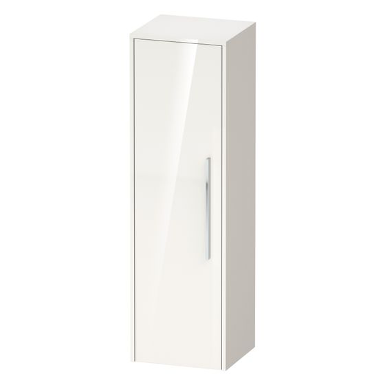 Duravit D-Code Halbhochschrank Dekor 360x400x1320mm Weiß Hochglanz, 1 Tür L 2 Glas-FB, 1 Holz-FB, Griff Chrom