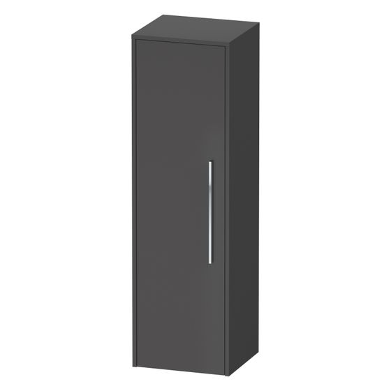 Duravit D-Code Halbhochschrank Dekor 360x400x1320mm Graphit Matt, 1 Tür L 2 Glas-FB, 1 Holz-FB, Griff Chrom