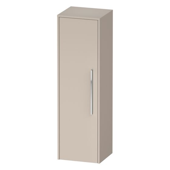 Duravit D-Code Halbhochschrank Dekor 360x400x1320mm Taupe Matt, 1 Tür L 2 Glasfachböden, 1 Holzfachboden, Griff Chrom