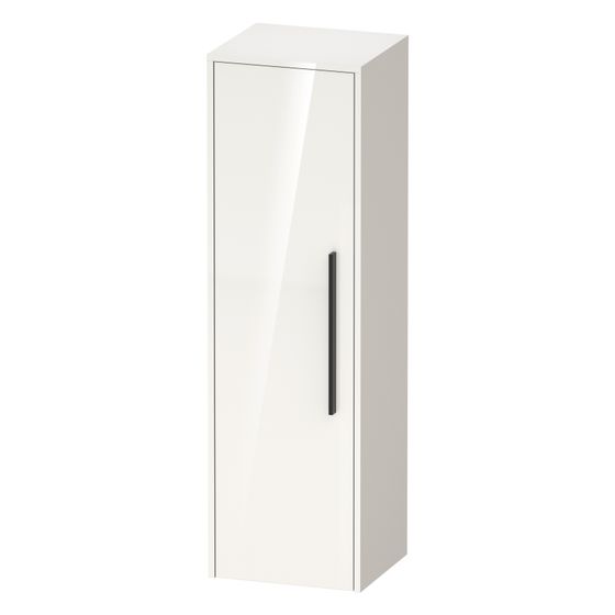Duravit D-Code Halbhochschrank Dekor 360x400x1320mm Weiß Hochglanz, 1 Tür L 2 Glas-FB, 1 Holz-FB, Griff Diamantschwarz