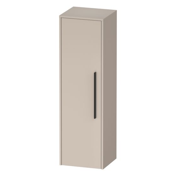 Duravit D-Code Halbhochschrank Dekor 360x400x1320mm Taupe Matt, 1 Tür L 2 Glas-FB, 1 Holz-FB, Griff Diamantschwarz