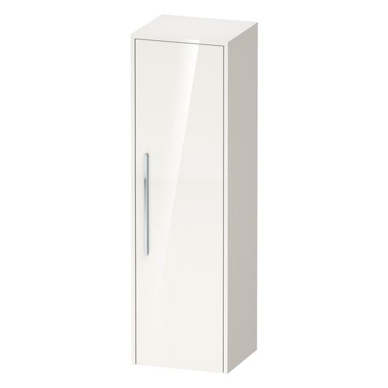 Duravit D-Code Halbhochschrank Dekor 360x400x1320mm Weiß Hochglanz, 1 Tür R 2 Glas-FB, 1 Holz-FB, Griff Chrom