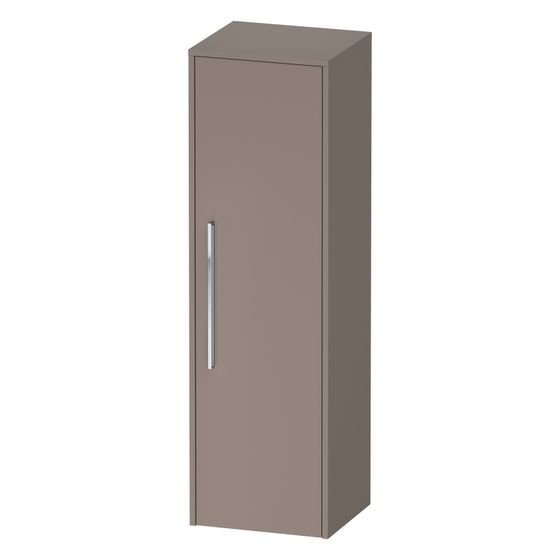 Duravit D-Code Halbhochschrank Dekor 360x400x1320mm Basalt Matt, 1 Tür R 2 Glas-FB, 1 Holz-FB, Griff Chrom