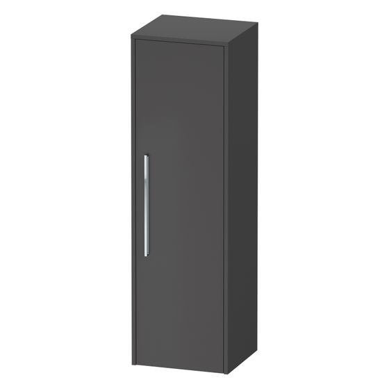 Duravit D-Code Halbhochschrank Dekor 360x400x1320mm Graphit Matt, 1 Tür R 2 Glas-FB, 1 Holz-FB, Griff Chrom