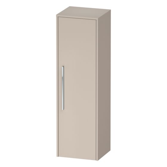 Duravit D-Code Halbhochschrank Dekor 360x400x1320mm Taupe Matt, 1 Tür R 2 Glas-FB, 1 Holz-FB, Griff Chrom