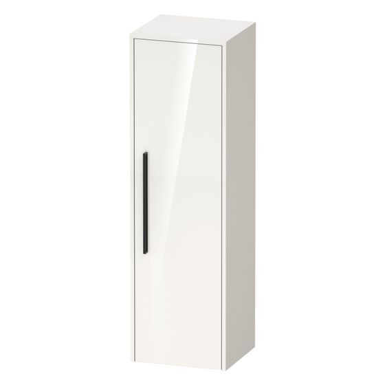 Duravit D-Code Halbhochschrank Dekor 360x400x1320mm Weiß Hochglanz, 1 Tür R 2 Glas-FB, 1 Holz-FB, Griff Diamantschwarz