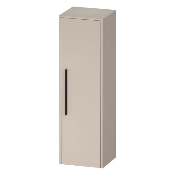 Duravit D-Code Halbhochschrank Dekor 360x400x1320mm Taupe Matt, 1 Tür R 2 Glas-FB, 1 Holz-FB, Griff Diamantschwarz