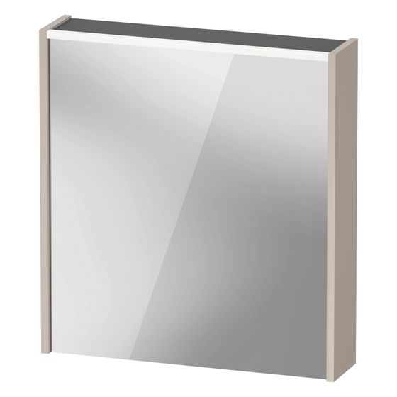 Duravit D-Code Spiegelschrank Wandmontage 148x650x700mm, Taupe, 1 Tür L, 2 Glasfachböden, 1 Holzfachboden, 5W, FR