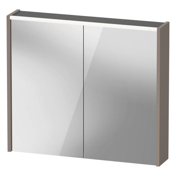 Duravit D-Code Spiegelschrank Wandmontage 148x800x700mm, Basalt, 2 Türen L/R, 2 Glasfachböden, 1 Holzfachböden, 6W