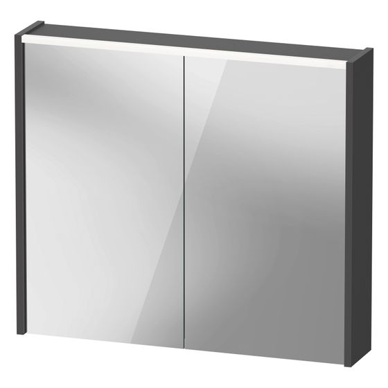 Duravit D-Code Spiegelschrank Wandmontage 148x800x700mm, Graphit, 2 Türen L/R, 2 Glasfachböden, 1 Holzfachboden, 6W, FR