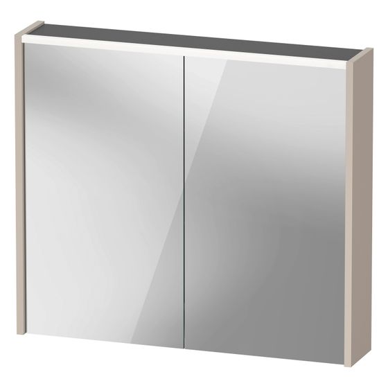 Duravit D-Code Spiegelschrank Wandmontage 148x800x700mm, Taupe, 2 Türen L/R, 2 Glasfachböden, 1 Holzfachboden, 6W, FR