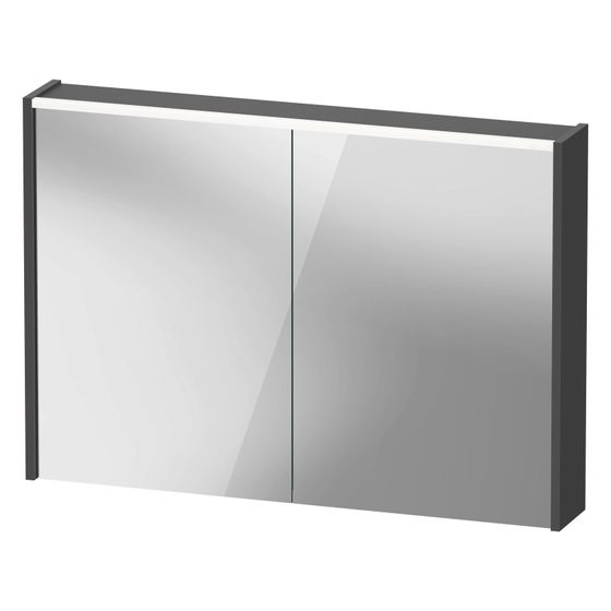 Duravit D-Code Spiegelschrank Wandmontage 148x1000x700mm, Graphit, 2 Türen L/R, 2 Glasfachböden, 1 Holzfachboden, 7W, FR