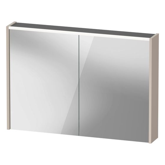 Duravit D-Code Spiegelschrank Wandmontage 148x1000x700mm, Taupe, 2 Türen L/R, 2 Glasfachböden, 1 Holzfachboden, 7W, FR