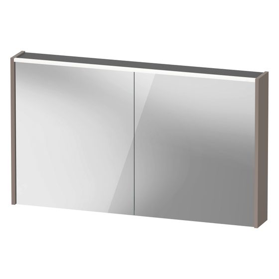 Duravit D-Code Spiegelschrank Wandmontage 148x1200x700mm, Basalt, 2 Türen L/R, 2 Glasfachböden, 1 Holzfachboden, 9W