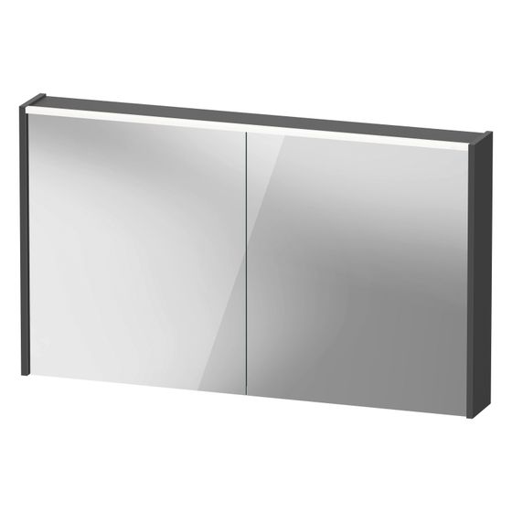 Duravit D-Code Spiegelschrank Wandmontage 148x1200x700mm, Graphit, 2 Türen L/R, 2 Glasfachböden, 1 Holzfachboden, 9W, CH