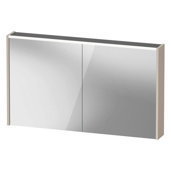 Duravit D-Code Spiegelschrank Wandmontage 148x1200x700mm, Taupe, 2 Türen L/R, 2 Glasfachböden, 1 Holzfachboden, 9W, FR