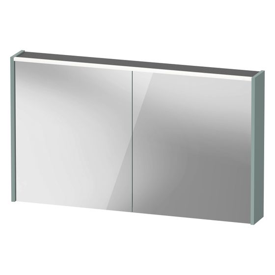 Duravit D-Code Spiegelschrank Wandmontage 148x1200x700mm, Fjordgrün, 2 Türen L/R, 2 Glasfachböden, 1 Holzfachboden, 9W, FR