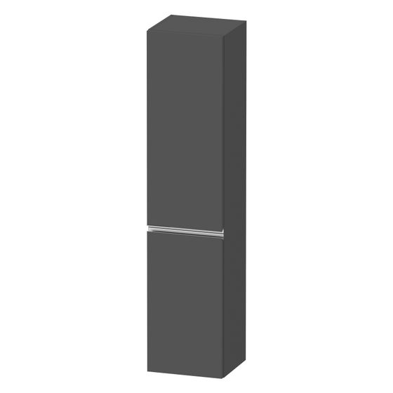 Duravit Sivida Hochschrank, Dekor 374x400x1770mm Graphit Matt, 2 Türen R, Griffleiste Chrom, 3 Glas-FB, 1 Holz-FB, 50mm