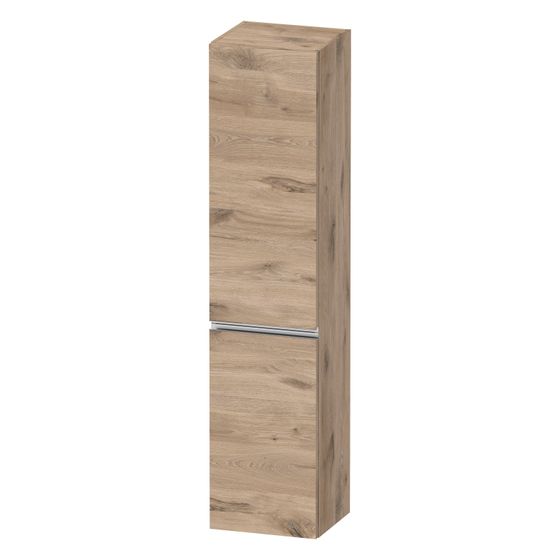 Duravit Sivida Hochschrank Dekor 374x400x1770mm Eiche Marmoriert Matt, 2 Türen R, Griffleiste Chrom, 3 Glas-FB, 1 Holz-FB, 50mm