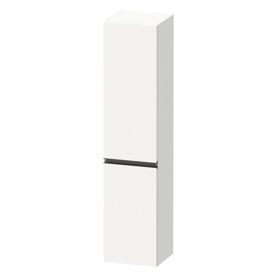 Duravit Sivida Hochschrank, Dekor 374x400x1770mm Mattweiß, 2 Türen L, Griffleiste Diamantschwarz, 3 Glas-FB, 1 Holz-FB, 50mm