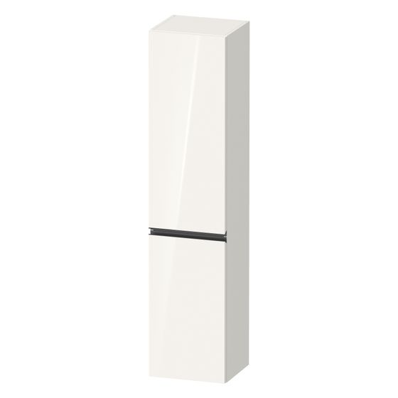 Duravit Sivida Hochschrank Dekor 374x400x1770mm Weiß Hochglanz, 2 Türen R Griffleiste Diamantschwarz, 3 Glas-FB, 1 Holz-FB, 50mm