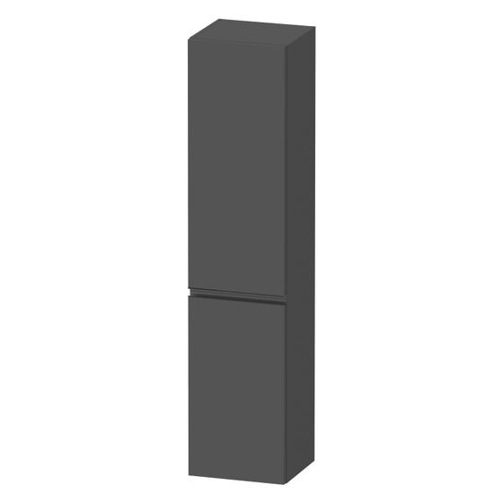 Duravit Sivida Hochschrank Dekor 374x400x1770mm Graphit Matt, 2 Türen L, Griffleiste Diamantschwarz, 3 Glas-FB, 1 Holz-FB, 50mm