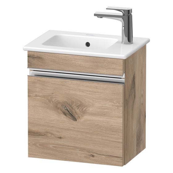Duravit Sivida Waschtischunterbau wandh. 287x400x443mm L, Eiche Mar. Matt, Griffleiste, 1 Tür, Automatiktürs. SV4642L10550000