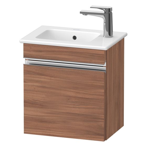 Duravit Sivida Waschtischunterbau wandh. 287x400x443mm, L, Chrom/Nusb.Matt, Griffleiste, 1 Tür, Automatiktürscharnier