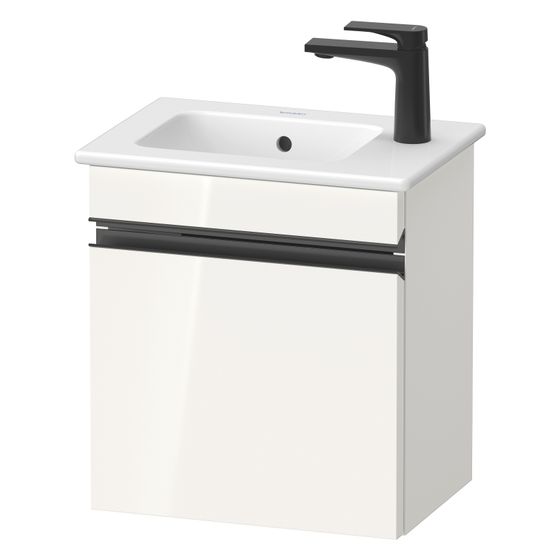 Duravit Sivida Waschtischunterbau wh 287x400x443mm R, Weiß Hochglanz, Griffleiste, 1 Tür, Automatiktürscharnier, SV4642RBD220000