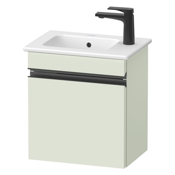 Duravit Sivida Waschtischunterbau wandh. 287x400x443mm, L, Diams./Blassgrün Matt, Griffleiste, 1 Tür, Automatiktürscharnier