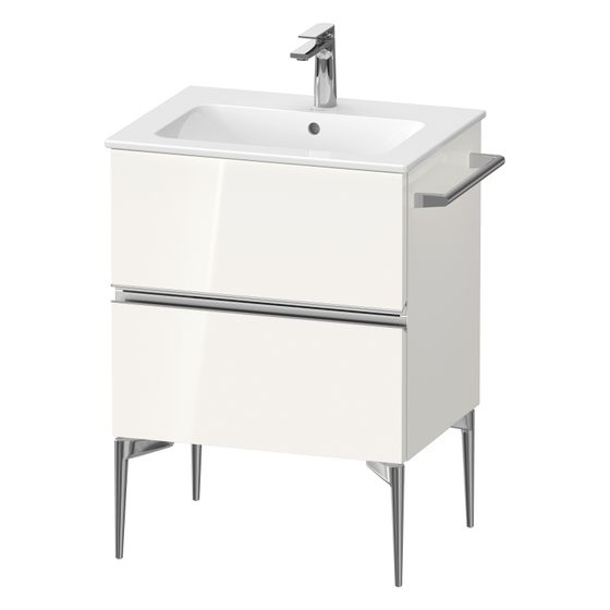 Duravit Sivida Waschtischunterbau bodenstehend 477x610x591mm, Weiß Hochglanz, Griffleiste, 2 SK, Ausschnitt/Schürze