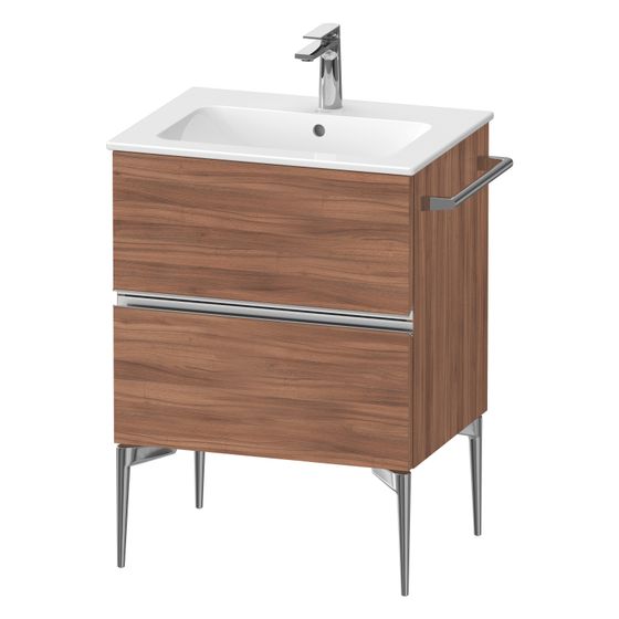 Duravit Sivida Waschtischunterbau bodenstehend 477x610x591mm, Nusb.Matt, Griffleiste, 2 SK, Ausschnitt/Schürze