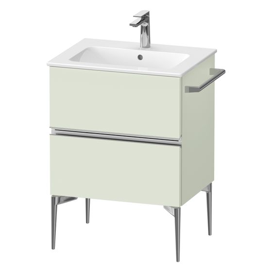 Duravit Sivida Waschtischunterbau bodenstehend 477x610x591mm, Blassgrün Matt, Griffleiste, 2 SK, Ausschnitt/Schürze