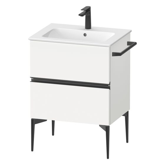 Duravit Sivida Waschtischunterbau bodenstehend 477x610x591mm B, Mattweiß, Griffleiste, 2 SK, Aus./Schürze