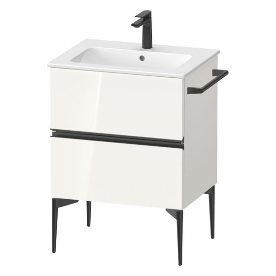 Duravit Sivida Waschtischunterbau bodenstehend 477x610x591mm, B, Weiß Hochglanz, Griffleiste, 2 SK