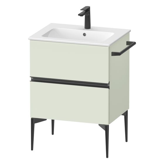 Duravit Sivida Waschtischunterbau bodenstehend 477x610x591mm, B, Blassgrün Matt, Griffleiste, 2 SK