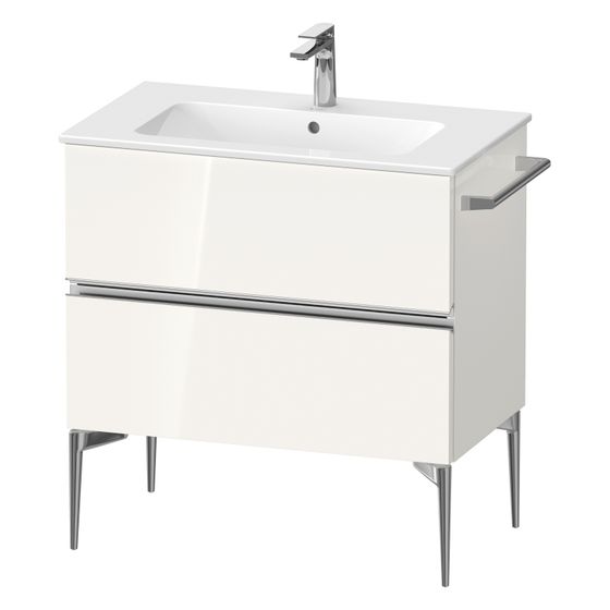 Duravit Sivida Waschtischunterbau bodenstehend 477x810x591mm, Weiß Hochglanz, Griffleiste, 2 SK, Ausschnitt/Schürze