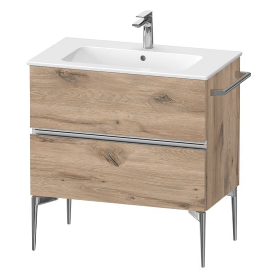 Duravit Sivida Waschtischunterbau bodenstehend 477x810x591mm Eiche Mar. Matt, Griffleiste, 2 SK, Aus./Schürze