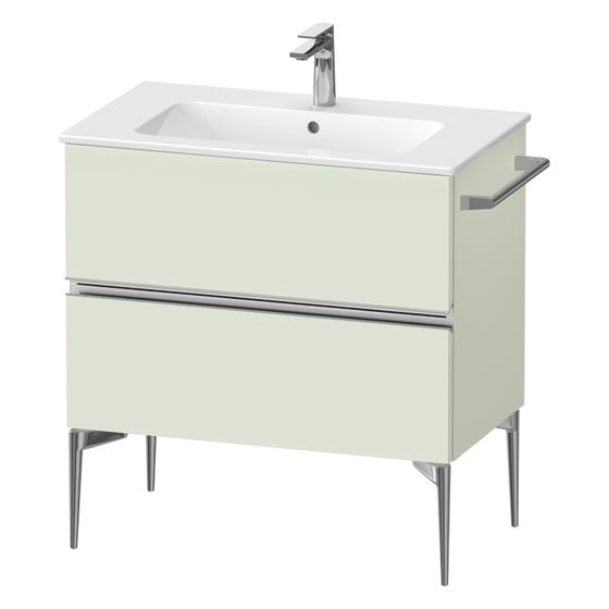 Duravit Sivida Waschtischunterbau bodenstehend 477x810x591mm, Blassgrün Matt, Griffleiste, 2 SK, Ausschnitt/Schürze