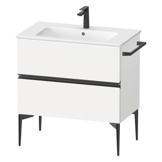 Duravit Sivida Waschtischunterbau bodenstehend 477x810x591mm B, Mattweiß, Griffleiste, 2 SK, Aus./Schürze