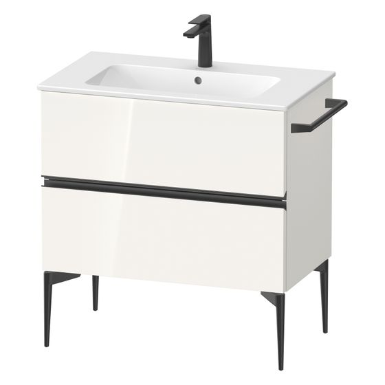 Duravit Sivida Waschtischunterbau bodenstehend 477x810x591mm, B, Weiß Hochglanz, Griffleiste, 2 SK