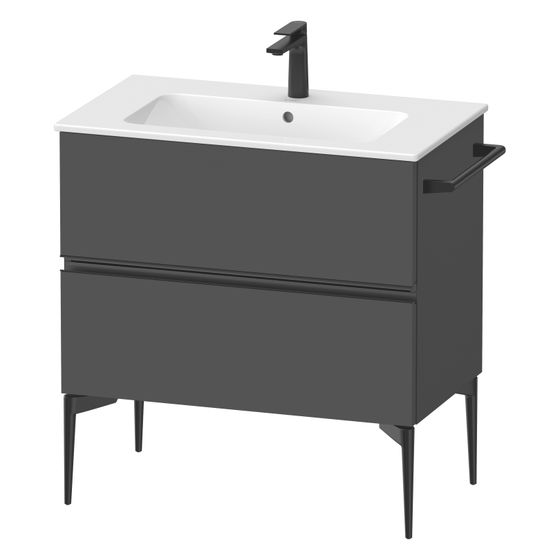 Duravit Sivida Waschtischunterbau bodenstehend 477x810x591mm, B, Graphit Matt, Griffleiste, 2 SK