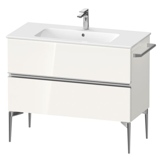 Duravit Sivida Waschtischunterbau bodenstehend 477x1010x591mm, Weiß Hochglanz, Griffleiste, 2 SK, Aus./Schürze