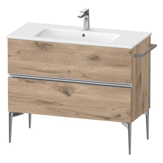 Duravit Sivida Waschtischunterbau bodenstehend 477x1010x591mm Eiche Mar. Matt, Griffleiste, 2 SK, Aus./Schürze
