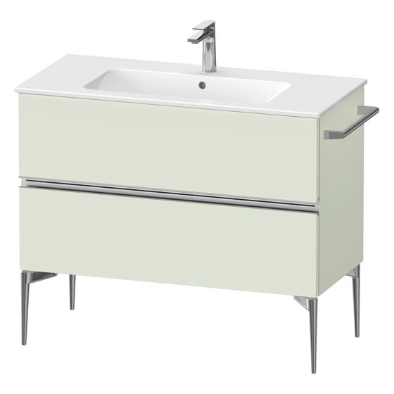 Duravit Sivida Waschtischunterbau bodenstehend 477x1010x591mm, Blassgrün Matt, Griffleiste, 2 SK, Aus./Schürze