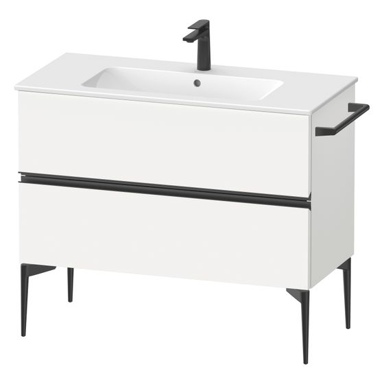 Duravit Sivida Waschtischunterbau bodenstehend 477x1010x591mm B, Mattweiß, Griffleiste, 2 SK, Aus./Schürze