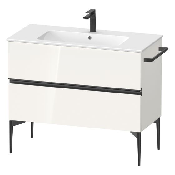 Duravit Sivida Waschtischunterbau bodenstehend 477x1010x591mm, B, Weiß Hochglanz, Griffleiste, 2 SK